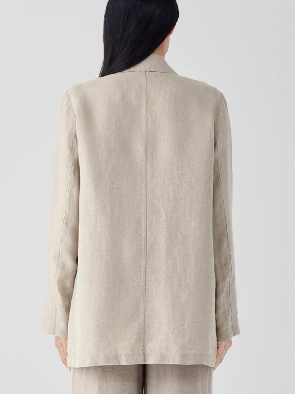 Eileen Fisher Organic Linen Long Blazer Jacket - Color Flax - Size Large - Picture 2 of 14
